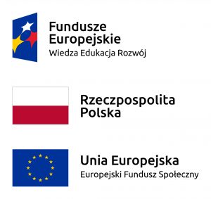 Logotyp: Fundusze Europejskie Wiedza Edukacja Rozwój, Rzeczpospolita Polska, Unia Europejska Europejski Fundusz Społeczny